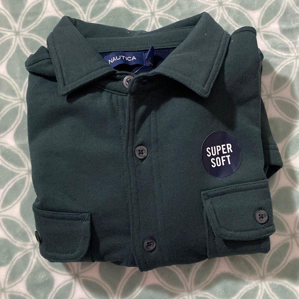 Nautica green button down long sleeve